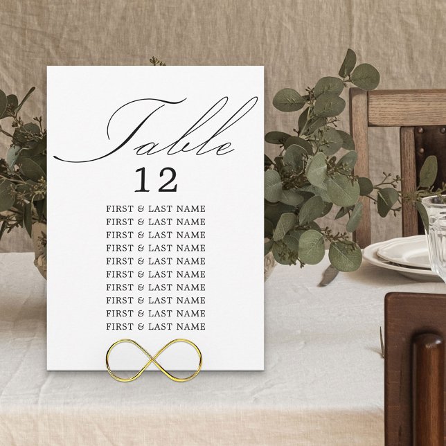 Elegante Calligrafy White Table Sitzkarte Einladung (Von Creator hochgeladen)
