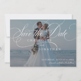 Elegante Calligraphie 2 Foto Hochzeit Save The Date