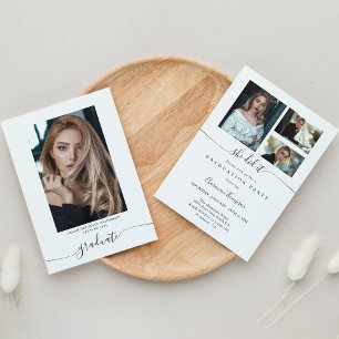 Elegante Calligraphie 4 Foto Sie tat es Abschluss Einladung