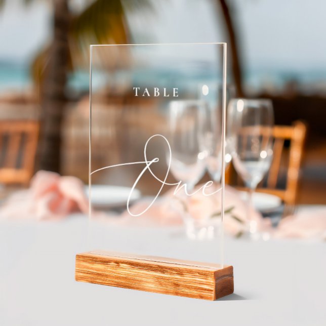 Élégante calligraphie Acrylique Numéro de la table (Elegant Calligraphy Acrylic Sign Table Number One)