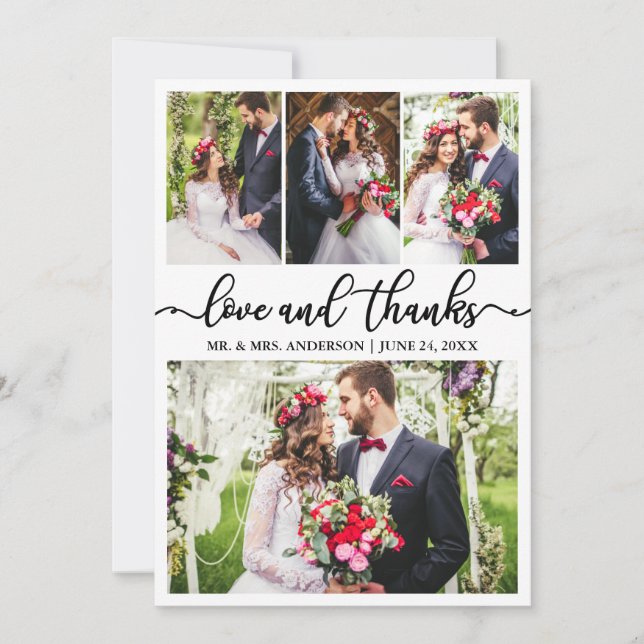 Élégante calligraphie Aimer Merci 4 Mariage photo (Devant)
