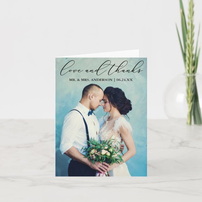 Élégante calligraphie Aimer Merci Photo Note (Devant)