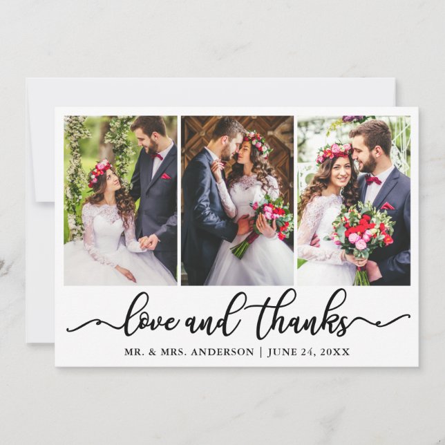 Élégante calligraphie amour Merci Mariage 3 Photo (Devant)