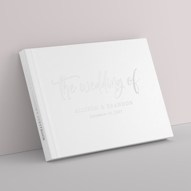 Élégante calligraphie argentée Foil Mariage livre  (Personalized Elegant Silver Calligraphy Foil Wedding Guest Book)