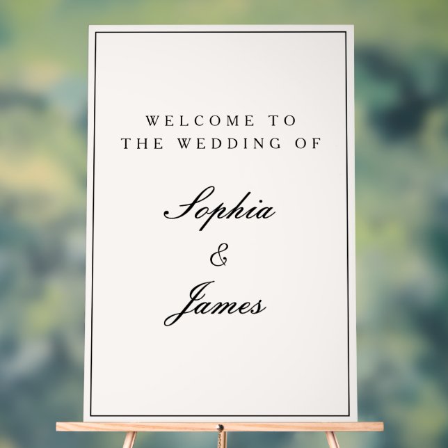Élégante calligraphie Black Frame Welcome Mariage (Neutre)