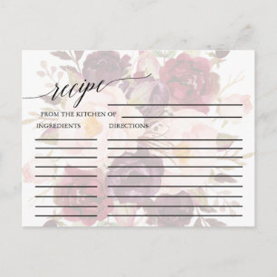 Élégante calligraphie   Cartes de recette florale 