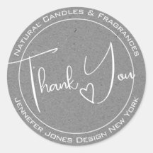 Élégante calligraphie Gris Merci Étiquette