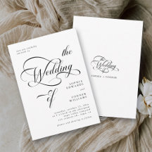 Elegante Calligraphie Hochzeit Schwarz & Weiß