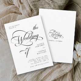 Elegante Calligraphie Hochzeit Schwarz & Weiß Einladung