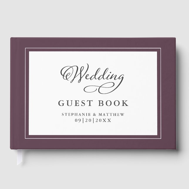 Élégante Calligraphie Mariage Livre d'or Vin pourp (Recto)
