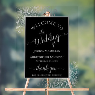 Élégante calligraphie mariage noir et argent Bienv