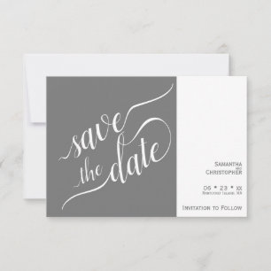Elegante Calligraphie Minimalistisch Gray Wedding Save The Date