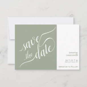 Elegante Calligraphie Minimalistisch Sage Green We Save The Date