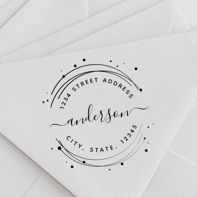 Elegante Calligraphie Monogram Round-Rücksendeadre Gummistempel (Von Creator hochgeladen)