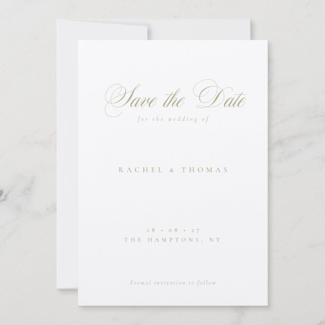 Elegante Calligraphie Monogram Sage Wedding Save The Date (Vorderseite)