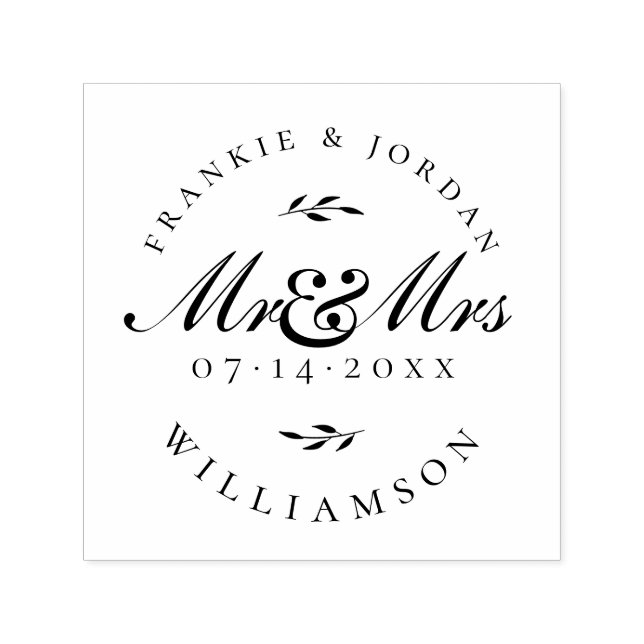 Elegante Calligraphie Mr. & Mrs. Wedding Save the  Permastempel (Design)