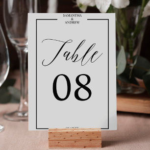 Élégante calligraphie noir blanc numéro de table