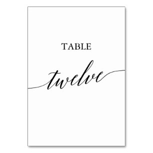 Élégante calligraphie noire Numéro de table Douze
