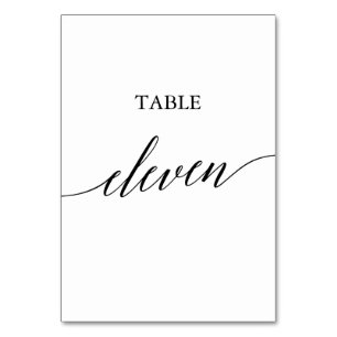 Élégante calligraphie noire Numéro de table Onze
