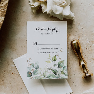 Élégante calligraphie or verdure RSVP