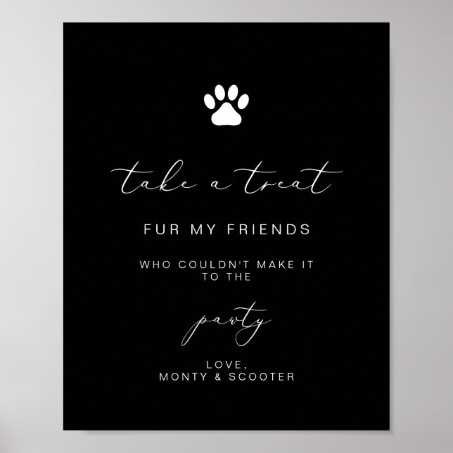 Élégante calligraphie Pet Pawty Favoriser affiche (Devant)