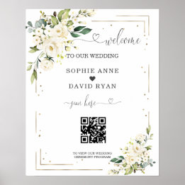 Élégante calligraphie QR Code Mariage Affiche de b