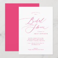 Élégante calligraphie rose Invitation de douche nu
