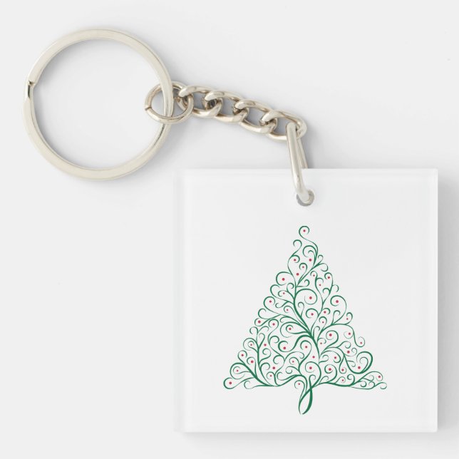 Élégante calligraphie rouge et verte Arbre de Noël (Devant)