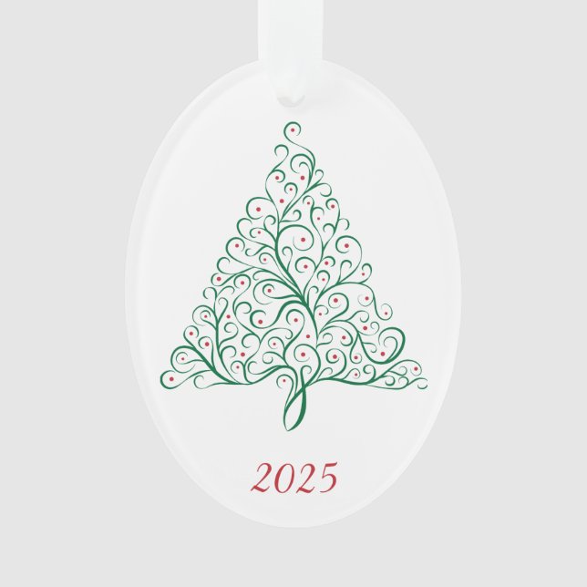 Élégante calligraphie rouge et verte Arbre de Noël (devant)