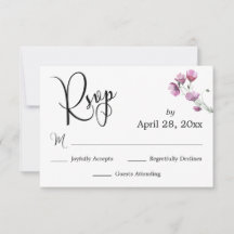 Élégante calligraphie RSVP Fleur sauvage aquarelle