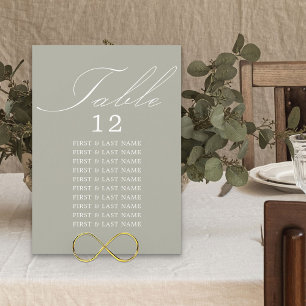 Élégante Calligraphie Sage Green Table Carte de si