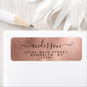 Elegante Calligraphie Script Black Name Rose Gold