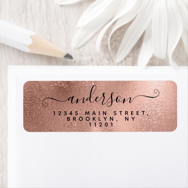 Elegante Calligraphie Script Black Name Rose Gold (Insitu)