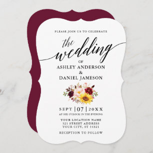 Elegante Calligraphie Script Mixed Floral Wedding Einladung