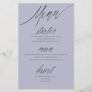 Élégante calligraphie violet menu Mariage