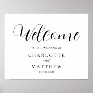 Élégante calligraphie White Welcome Poster Mariage