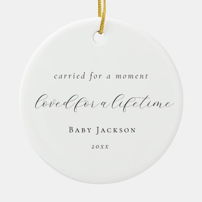 Elegante Calligraphy Baby Loss Memorial Keramik Ornament (Vorne)