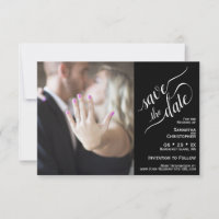Elegante Calligraphy Black 2 Pane Foto Wedding
