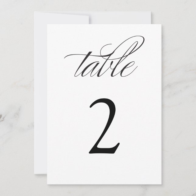 Elegante Calligraphy Black Wedding Tischnummern (Vorderseite)