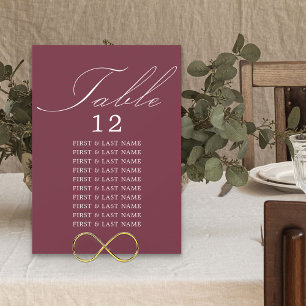 Elegante Calligraphy Burgundy Table Seating Card Einladung