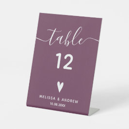 Elegante Calligraphy Burgundy Wedding Tischnummer Sockelschild