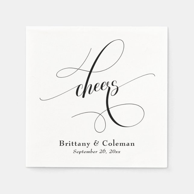 Elegante Calligraphy Cheers Festive Wedding Serviette (Vorderseite)