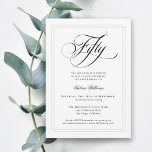 Elegante Calligraphy Classic 50. Geburtstagsparty Einladung<br><div class="desc">Mit dieser klassischen weißen Party Einladung, die eine schöne Kalligraphie-Schrift mit "50" im formalen Stil enthält, können Sie ein elegantes 50-jähriges Fest planen. Diese geschmackvolle, geschlechtsneutrale Einladung hat einen doppelten Rahmen in subtiler silbergrauer Umgebung. Personalisieren Sie die benutzerfreundliche Textvorlage mit Ihren Ereignisdetails. Diese Einladung kann in Druckformat oder als sofortiger...</div>