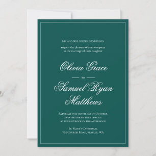 Elegante Calligraphy Classic Emerald Green Wedding Einladung