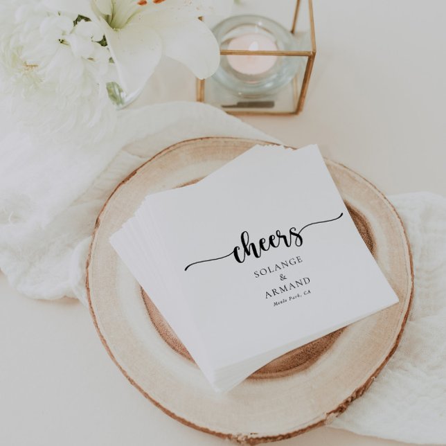 Elegante Calligraphy Classic Wedding Cheers Napkin Serviette (Von Creator hochgeladen)
