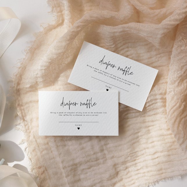 Elegante Calligraphy Diaper Raffle Card Baby Showe Begleitkarte (Von Creator hochgeladen)