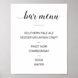 Elegante Calligraphy Drink Bar Menu Wedding Poster
