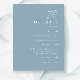 Elegante Calligraphy Dusty Blue Wedding Details Begleitkarte