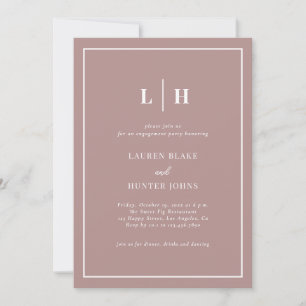 Elegante Calligraphy Dusty Rose Engagement Party Einladung