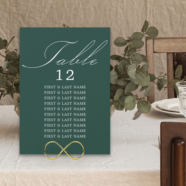 Elegante Calligraphy Emerald Table Seating Card Einladung (Von Creator hochgeladen)